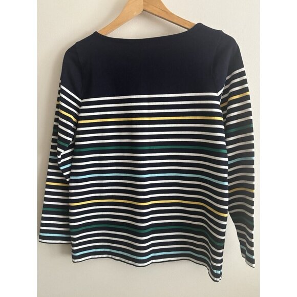 TALBOTS Petite Authentic Talbots Shirt Brigitte Blue Green Stripes Thick Cotton - Picture 5 of 9